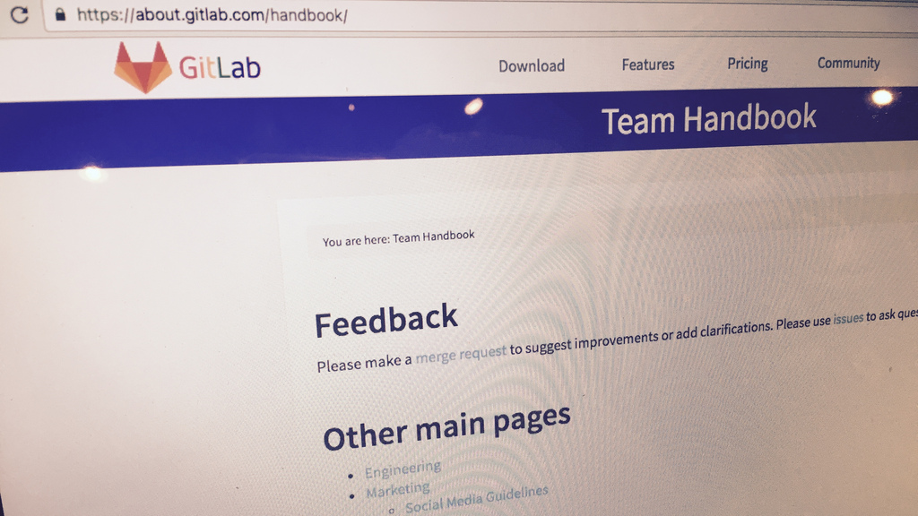 GitLab 팀 안내서(team handbook)를 보고
